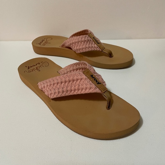 Women's Size 8 Reef Peach & Tan Flip Flops - Picture 2 of 4